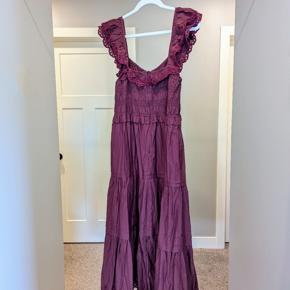 Brand new maroon midi sundress with ruffles from Madewell, size 12. - Picture 3 of 7